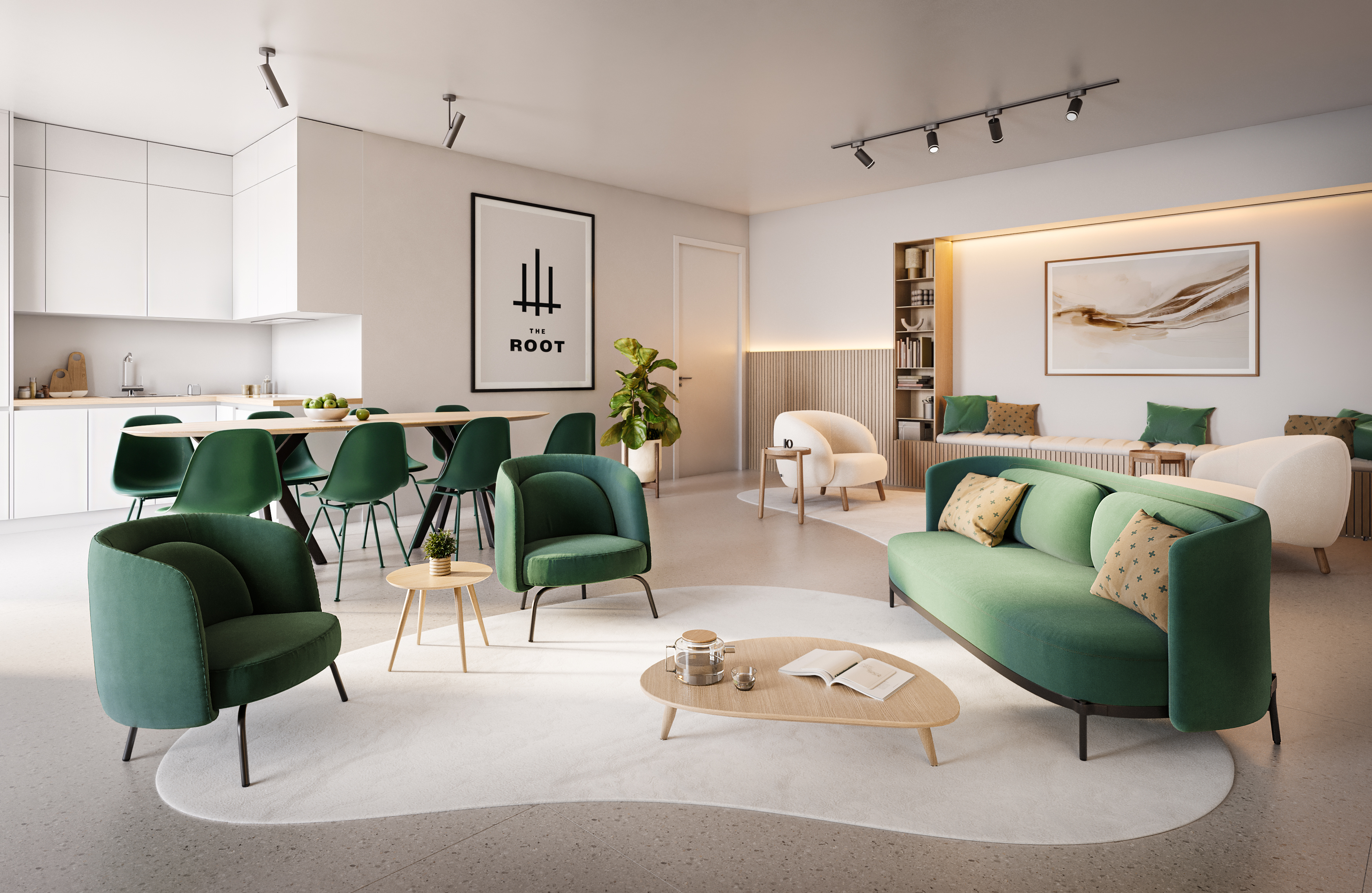 Gemeenschappelijke lounge ruimte The Root Gent – studenten ontmoeten elkaar