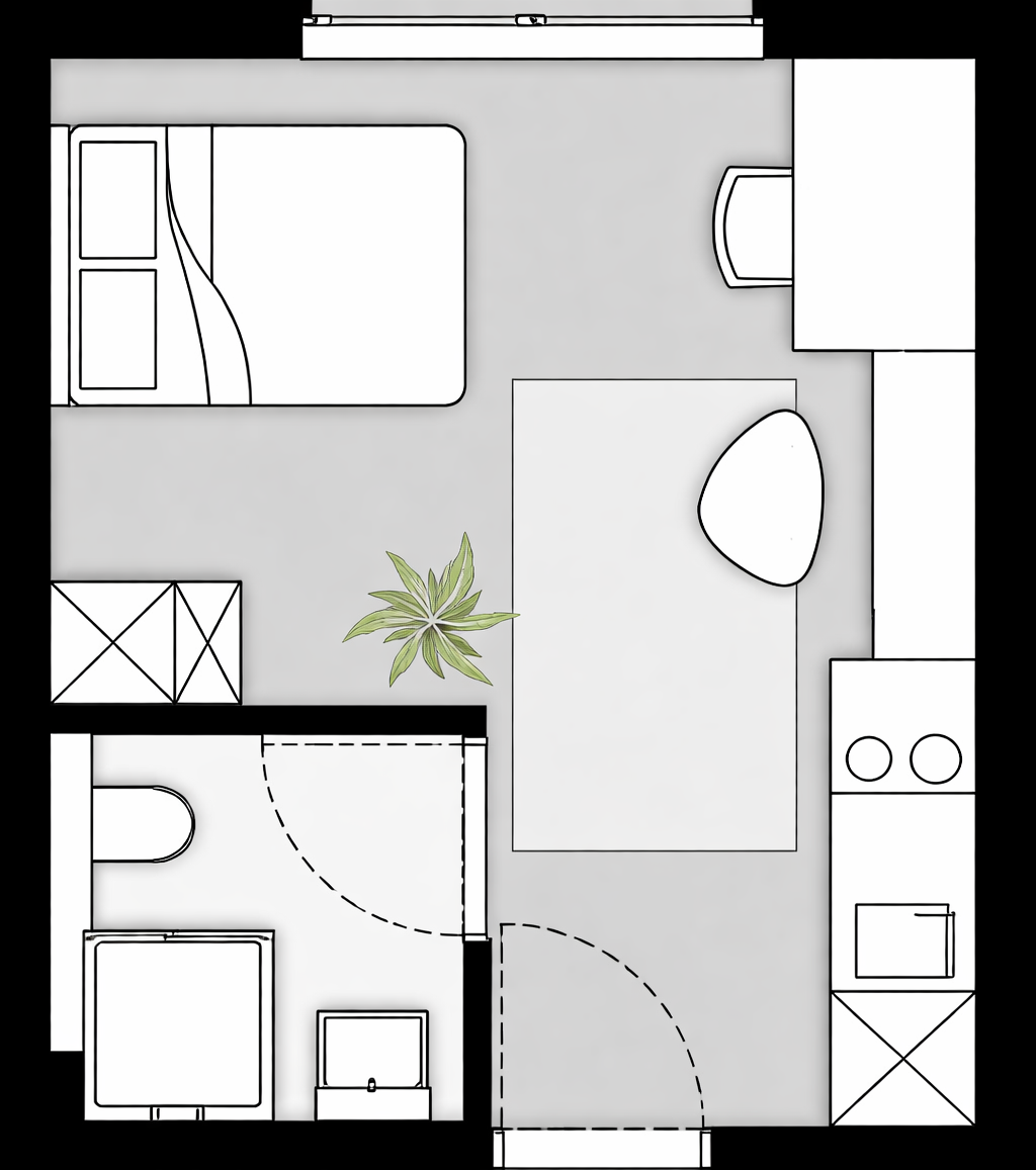 Studentenstudio The Arch Gent – privé keuken en badkamer, 21 tot 24 m²