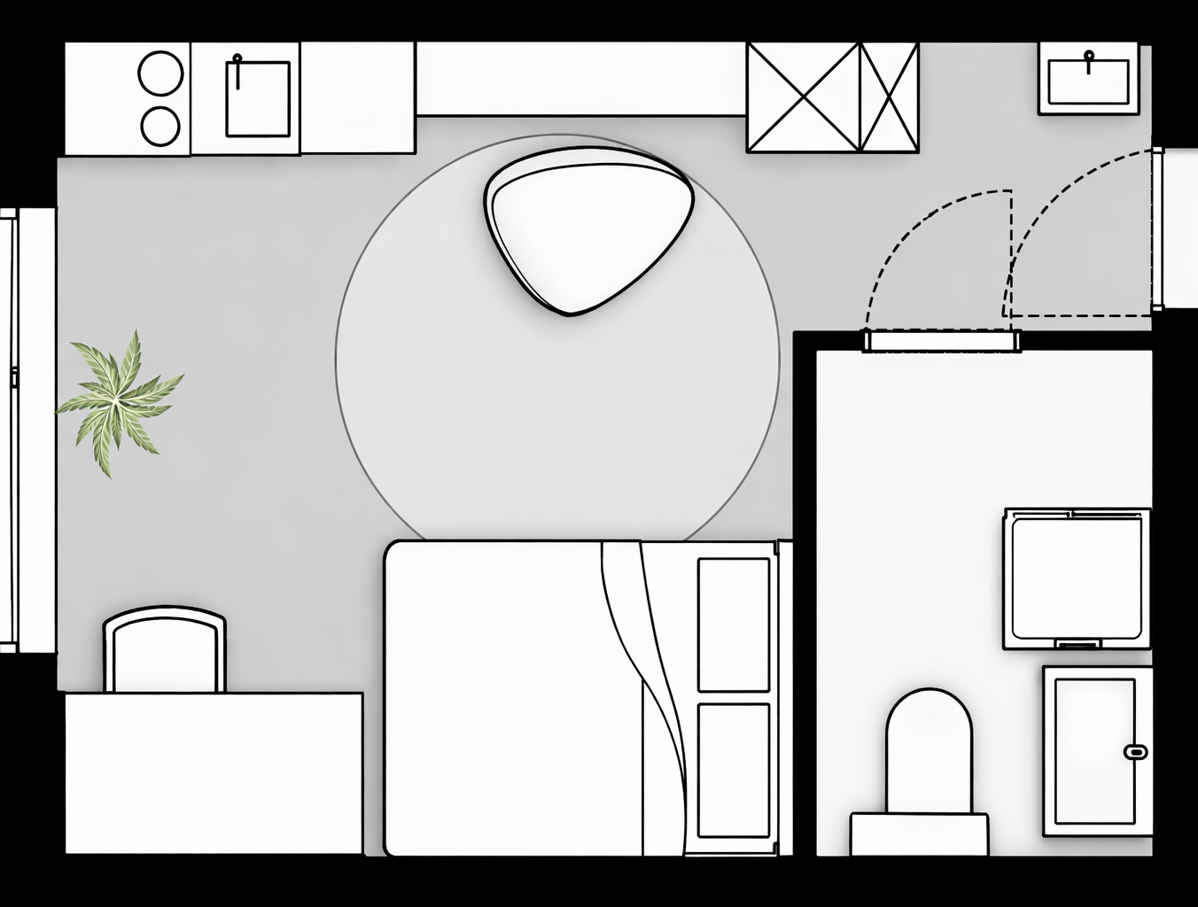 Studentenstudio The Root Gent – privé keuken en badkamer, 21 tot 23 m²